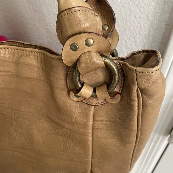 FALOR NWOT Genuine Leather Made in Italy, soft Brown Fawn color, cool details - Picture 2 of 12